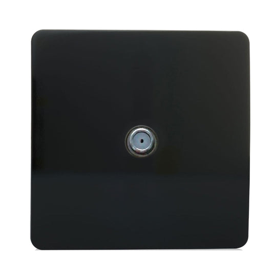 Trendi Switch 1 Gang Male F-Type Satellite Television Socketin Piano Black