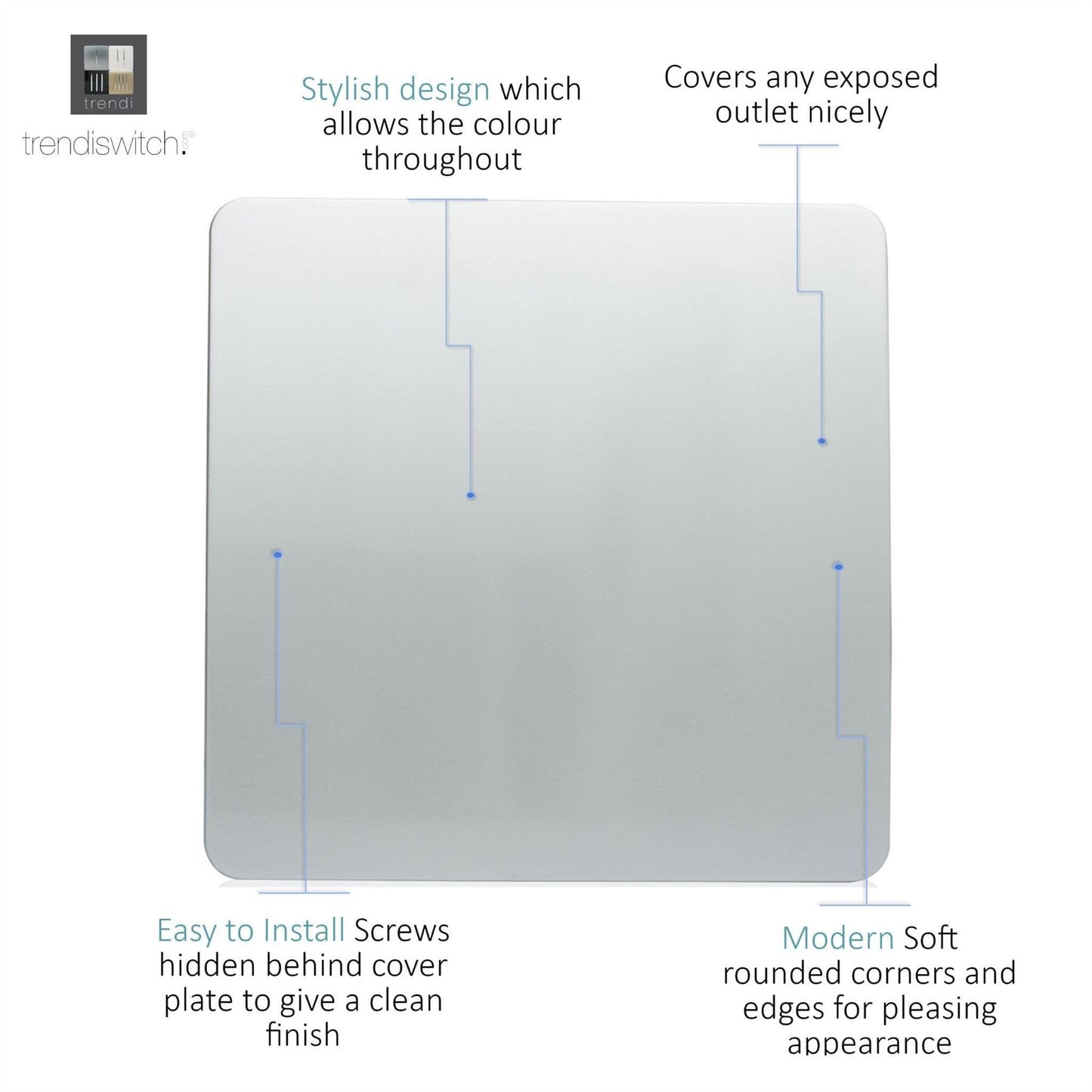 Trendi Switch Single Blanking Platein Platinum Silver