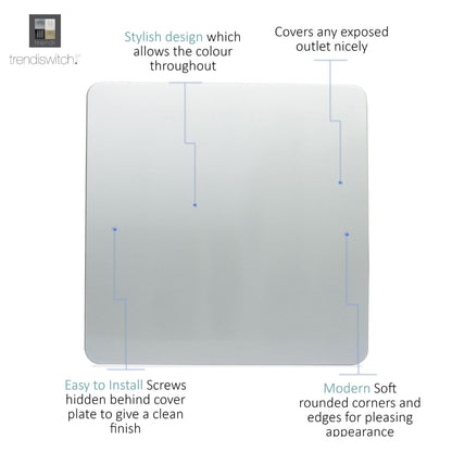 Trendi Switch Single Blanking Plate in Platinum Silver