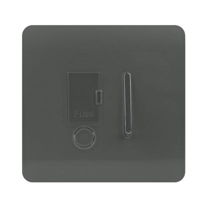 Trendi Switch 13 Amp Fused Spur with Flex Outlet in Charcoal Grey