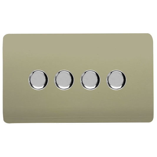 Trendi Switch 4 Gang 1 or 2 way 150w Rotary LED Dimmer Light Switchin Champagne Gold