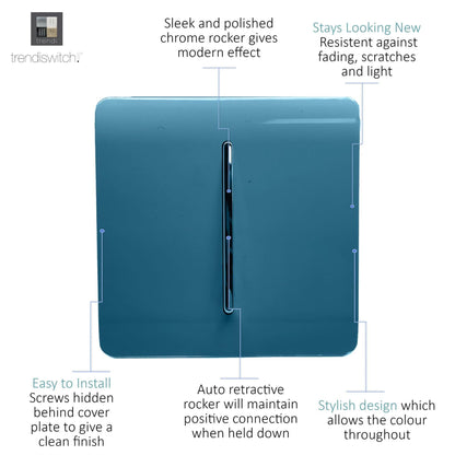 Trendi Switch 1 Gang Retractive Doorbell Switch in Ocean Blue