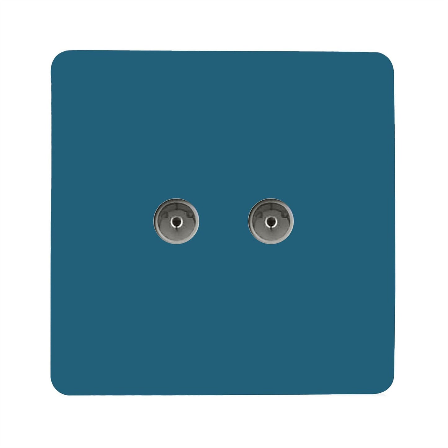 Trendi Switch 2 Gang Female Co-Axial Television Socketin Ocean Blue