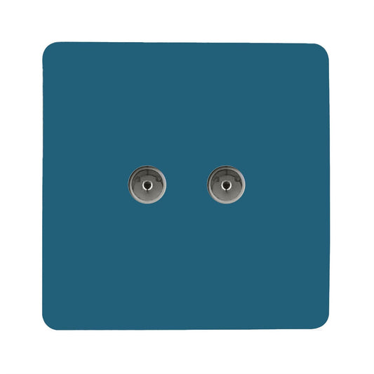 Trendi Switch 2 Gang Female Co-Axial Television Socketin Ocean Blue