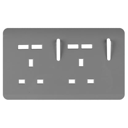 Trendi Switch 2 Gang 4 Port USB Spare Faceplate For Modern Designer Plug Socket in Light Grey