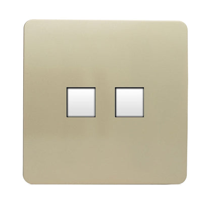 Trendi Switch 2 Gang Cat 3 Telephone Slave Socket in Champagne Gold