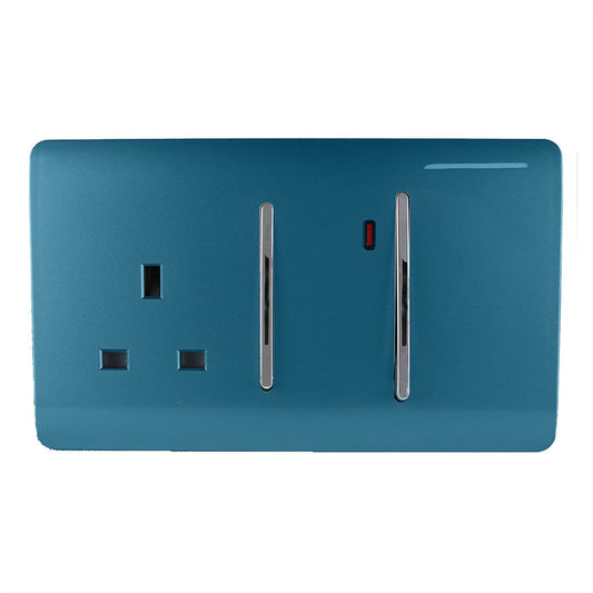 Trendi Switch Spare Faceplate For Cooker Switch & Plug Socket with Neon in Ocean Blue
