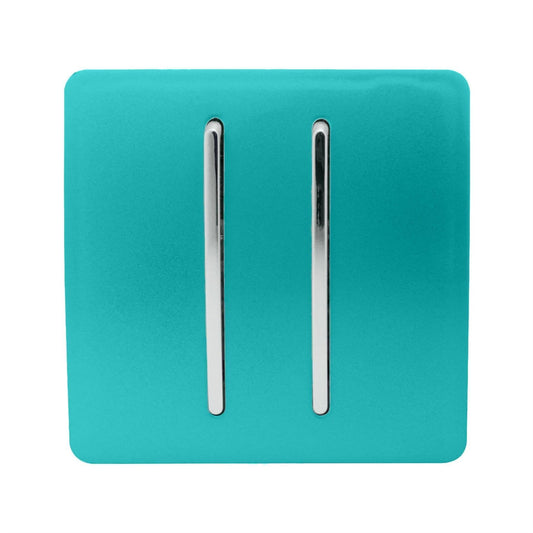 Trendi Switch 2 Gang Retractive Doorbell Switchin Bright Teal