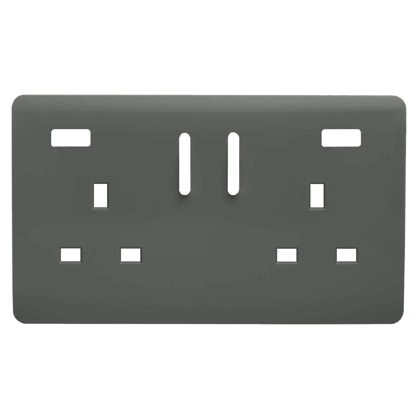 Trendi Switch 2 Gang USB Spare Faceplate For Modern Designer Plug Socket in Charcoal Grey