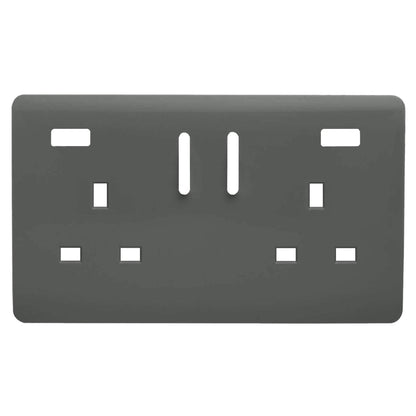 Trendi Switch 2 Gang USB Spare Faceplate For Modern Designer Plug Socket in Charcoal Grey