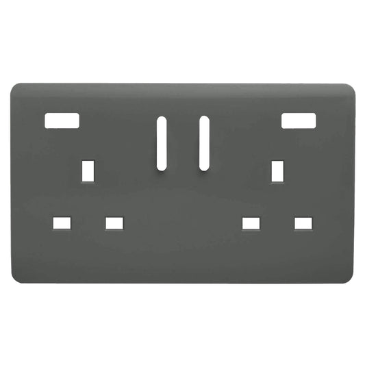 Trendi Switch 2 Gang USB Spare Faceplate For Modern Designer Plug Socket in Charcoal Grey