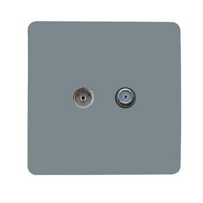 Trendi Switch TV Co-Axial & F-Type Satellite Socket in Cool Grey