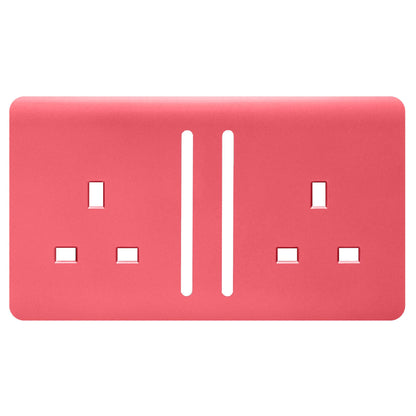 Trendi Switch 2 Gang Long Switched Spare Faceplate For Modern Designer Plug Socket Strawberry Red