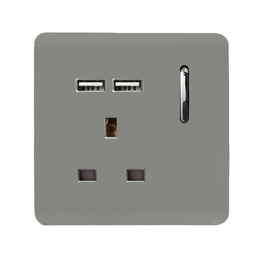 Trendi Switch 1 Gang USB 2100mA Plug Socketin Light Grey