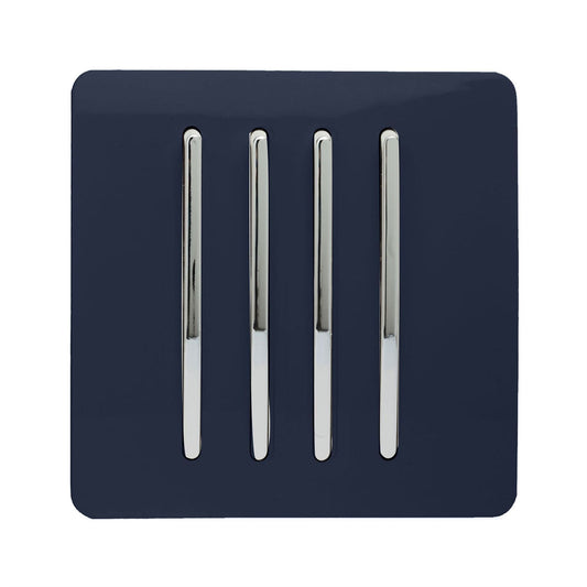 Trendi Switch 4 Gang 1 or 2 way Rocker Light Switchin Navy Blue