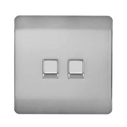 Trendi Switch 2 Gang Cat 3 Telephone Slave Socket in Brushed Steel