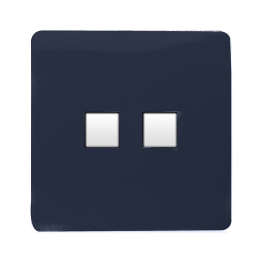 Trendi Switch 2 Gang Cat 3 Telephone Slave Socketin Navy Blue
