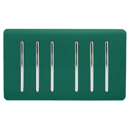 Trendi Switch 6 Gang 1 or 2 Way Light Switch in Dark Forest Green