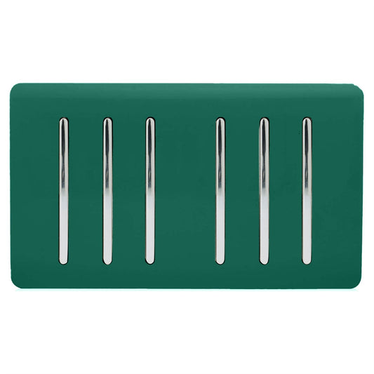 Trendi Switch 6 Gang 1 or 2 Way Light Switchin Dark Forest Green