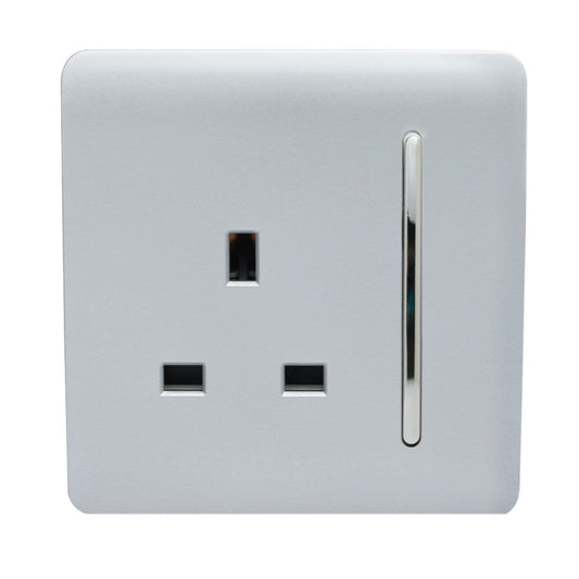 Trendi Switch 1 Gang 13 Amp Switched Plug Socketin Platinum Silver