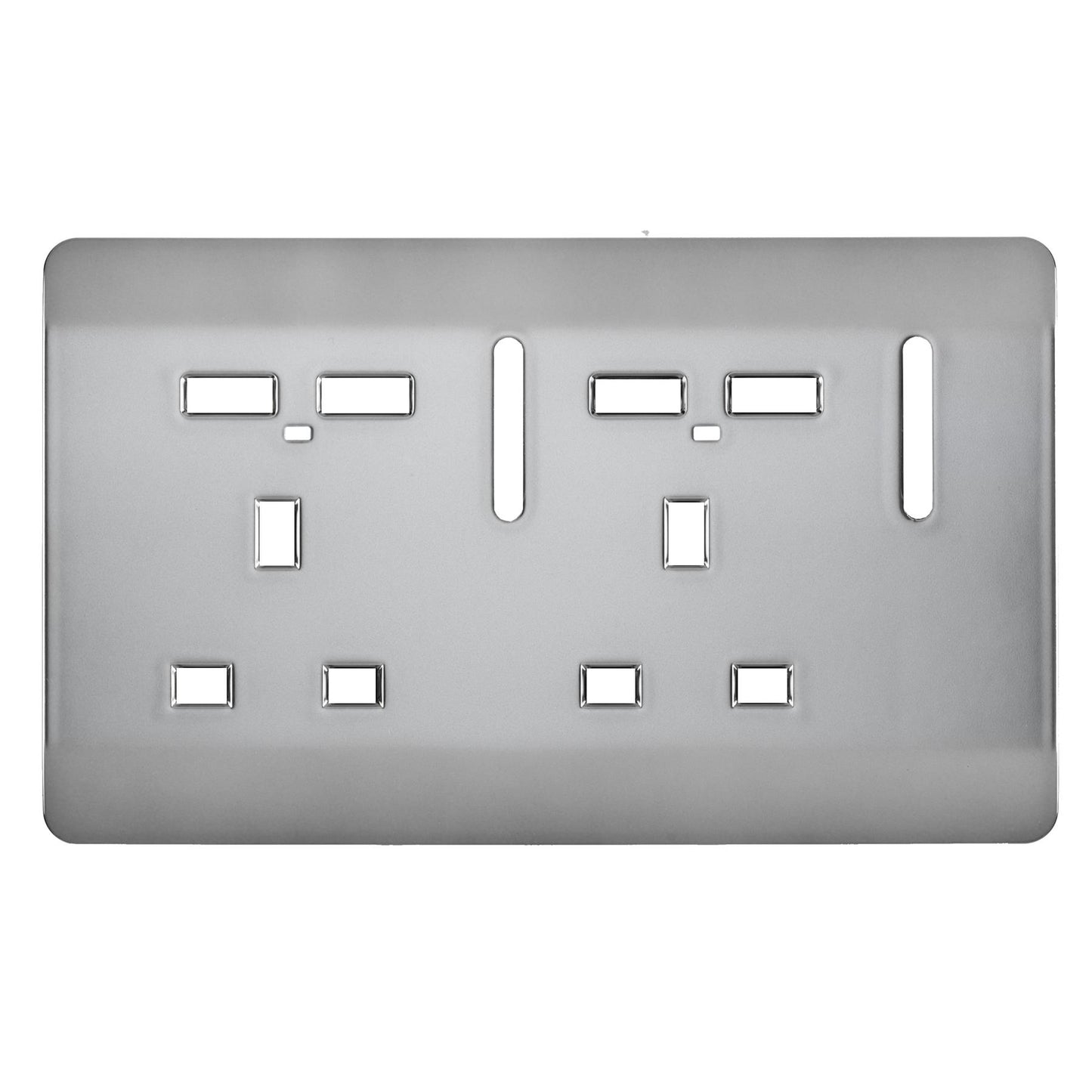 Trendi Switch 2 Gang 4 Port USB Spare Faceplate For Modern Designer Plug Socket in Brushed Steel