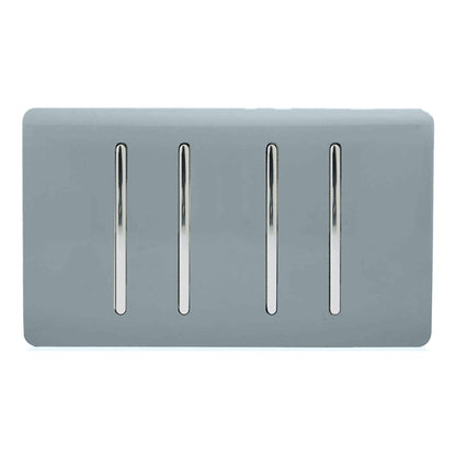 Trendi Switch 4 Gang 1 or 2 Way Light Switch in Cool Grey