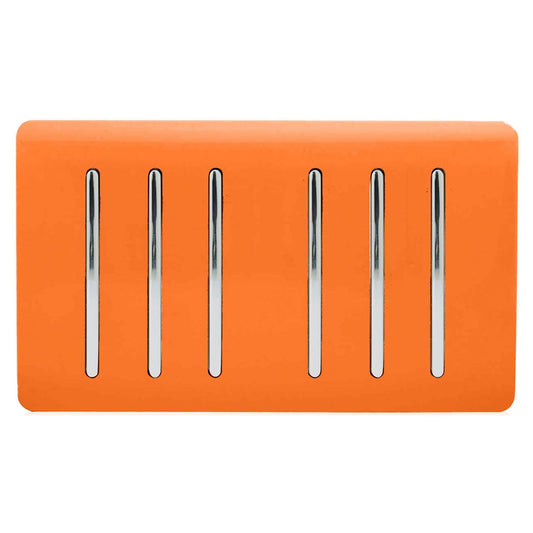 Trendi Switch 6 Gang 1 or 2 Way Light Switchin Sunset Orange