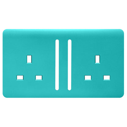 Trendi Switch 2 Gang Long Switched Spare Faceplate For Modern Designer Plug Socket in Bright Teal