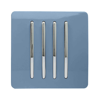 Trendi Switch 4 Gang 1 or 2 way Rocker Light Switch in Sky Blue