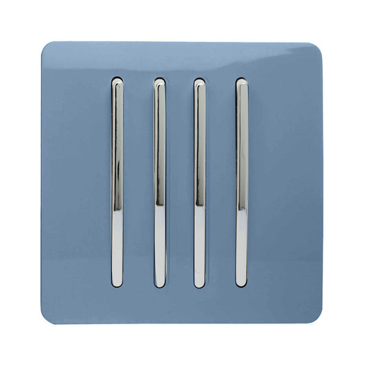 Trendi Switch 4 Gang 1 or 2 way Rocker Light Switchin Sky Blue