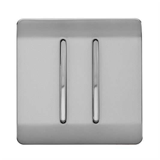Trendi Switch 2 Gang Retractive Home Automation Switchin Brushed Steel