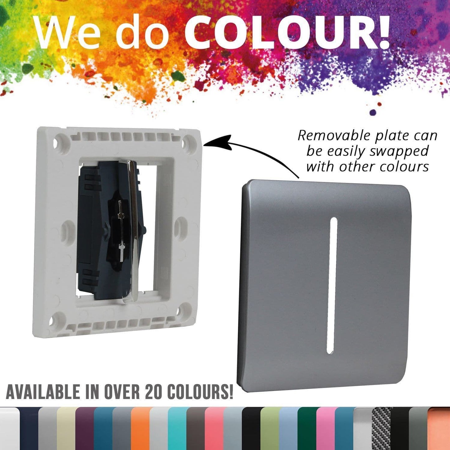 Trendi Switch 2 Gang Spare Faceplate For Modern Designer Telephone Slave Socket in Cool Grey