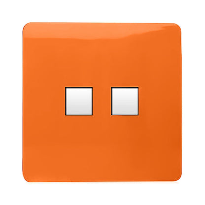 Trendi Switch 2 Gang Cat 3 Telephone Slave Socket in Sunset Orange