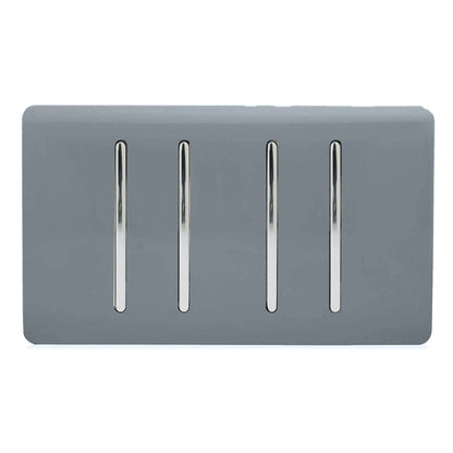 Trendi Switch 4 Gang 1 or 2 Way Light Switch in Warm Grey