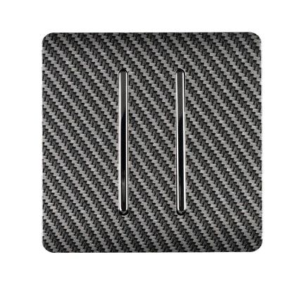 Trendi Switch 2 Gang Intermediate Rocker Light Switch in Carbon Fibre