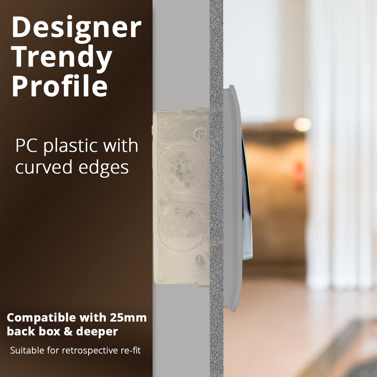 Trendi Switch 1 Gang 1 or 2 way Rocker Light Switch in Light Grey