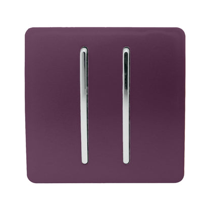 Trendi Switch 2 Gang Intermediate Rocker Light Switch in Plum Purple