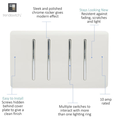 Trendi Switch 4 Gang Light Switch (3x 1 or 2 Way & 1 x Intermediate)in Copper