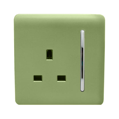 Trendi Switch 1 Gang 13 Amp Switched Plug Socket in Moss Green