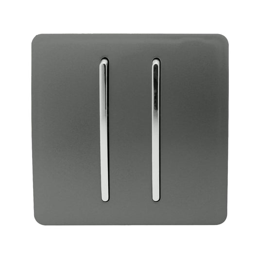 Trendi Switch 2 Gang Retractive Doorbell Switchin Charcoal Grey