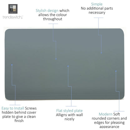 Trendi Switch Double Blanking Plate in Cool Grey
