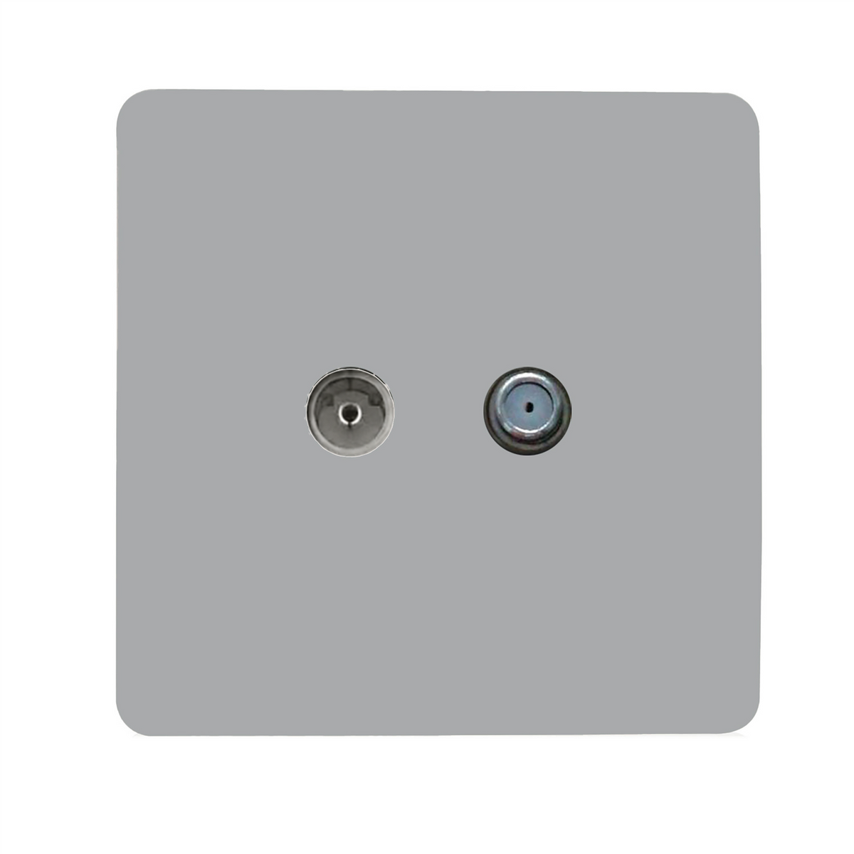 Trendi Switch TV Co-Axial & F-Type Satellite Socket in Brushed Steel