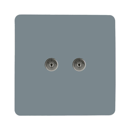 Trendi Switch 2 Gang Female Co-Axial Television Socket in Cool Grey
