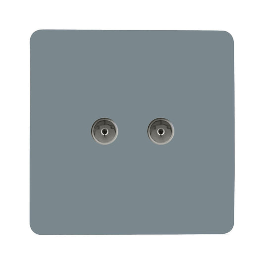 Trendi Switch 2 Gang Female Co-Axial Television Socketin Cool Grey