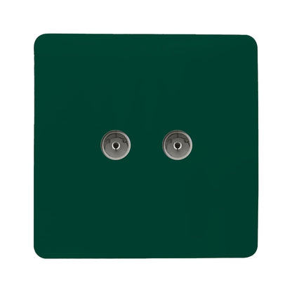 Trendi Switch 2 Gang Female Co-Axial Television Socket in Dark Forest Green