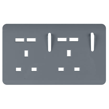 Trendi Switch 2 Gang 4 Port USB Spare Faceplate For Modern Designer Plug Socket in Warm Grey