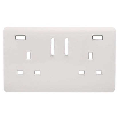 Trendi Switch 2 Gang USB Spare Faceplate For Modern Designer Plug Socket in Ice White