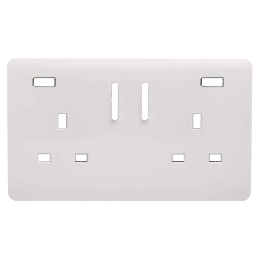 Trendi Switch 2 Gang USB Spare Faceplate For Modern Designer Plug Socket in Ice White