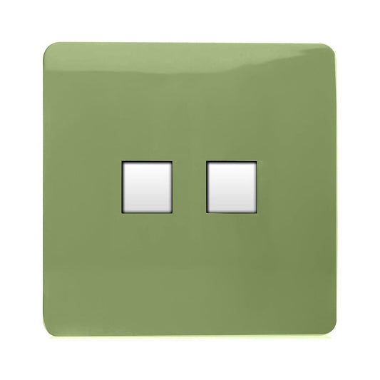 Trendi Switch 2 Gang RJ45 Cat 6 Modern Designer PC Ethernet Socketin Moss Green