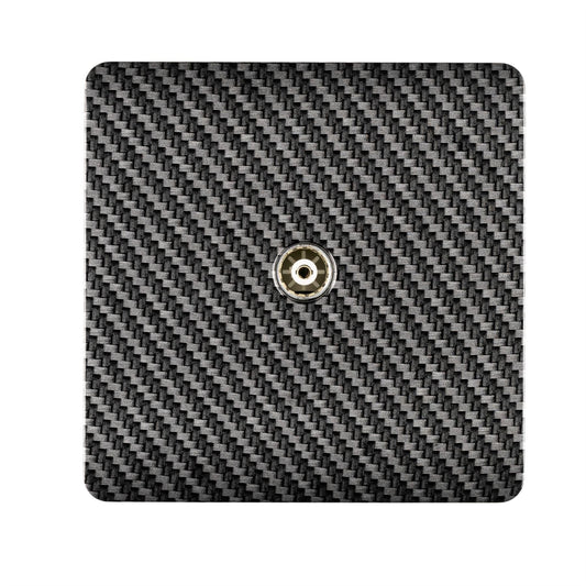 Trendi Switch 1 Gang Female Co-Axial Television Socketin Carbon Brushed Steel